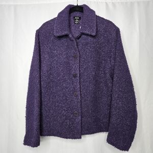 Vintage Eileen Fisher Bouclé Textured Wool Button Front Jacket